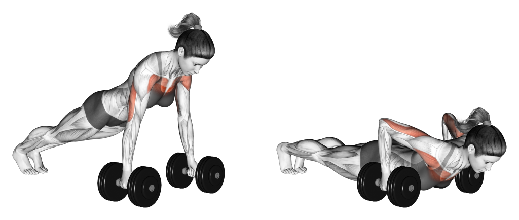 Flexão com Déficit Segurando Halteres