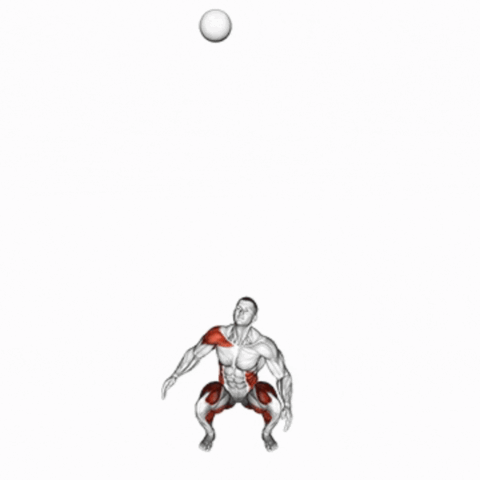 Agachamento com Arremesso Unilateral de Medicine Ball para Cima