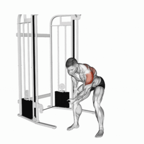 Crucifixo Invertido Unilateral Curvado na Polia Baixa