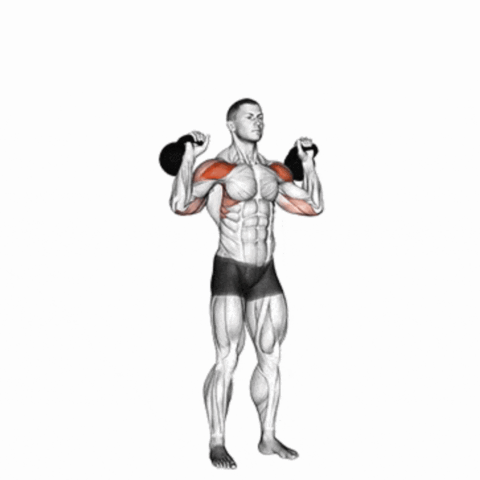 Desenvolvimento com Dois Kettlebells em Pé